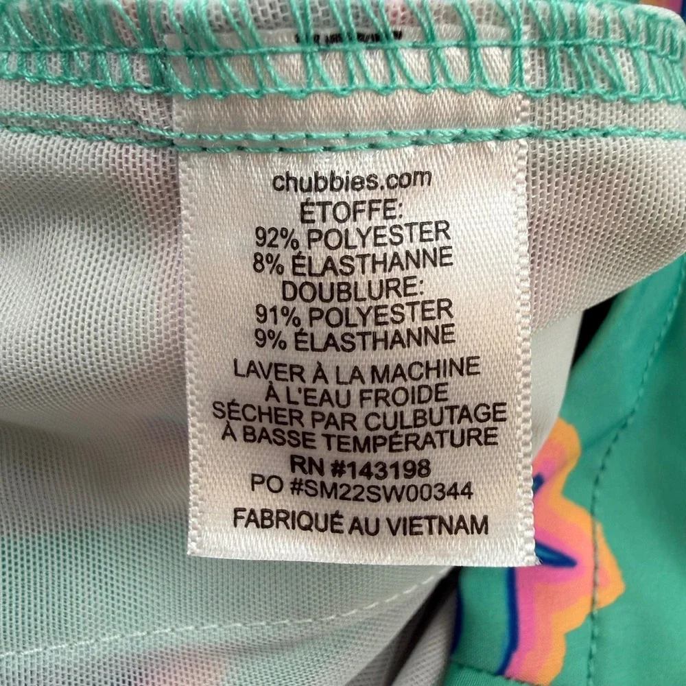 Chubbies Mens XL Shark Print Swim Trunks Green 5.5 Inseam Compression Liner